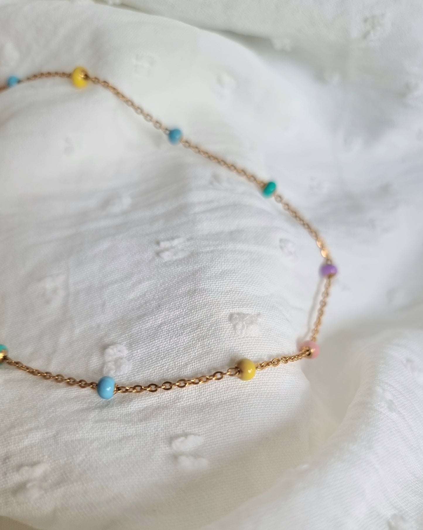 Rainbow | Ketting met pastelkleuren | Goud roestvrij staal