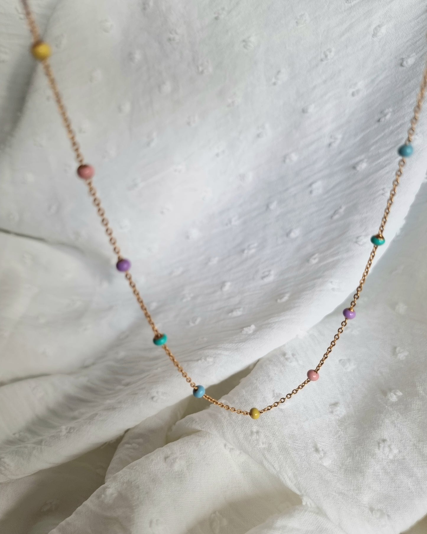 Rainbow | Ketting met pastelkleuren | Goud roestvrij staal