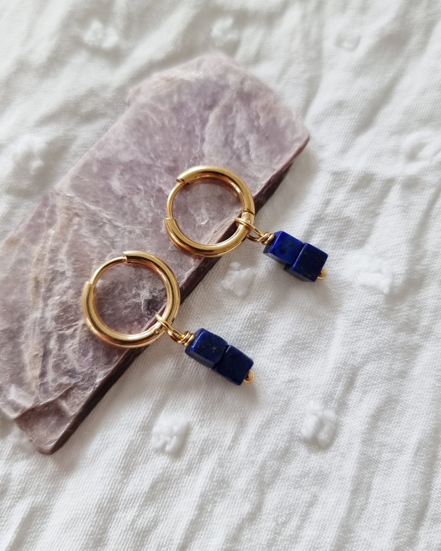 Gouden oorbellen met Lapis lazuli | Goud rvs