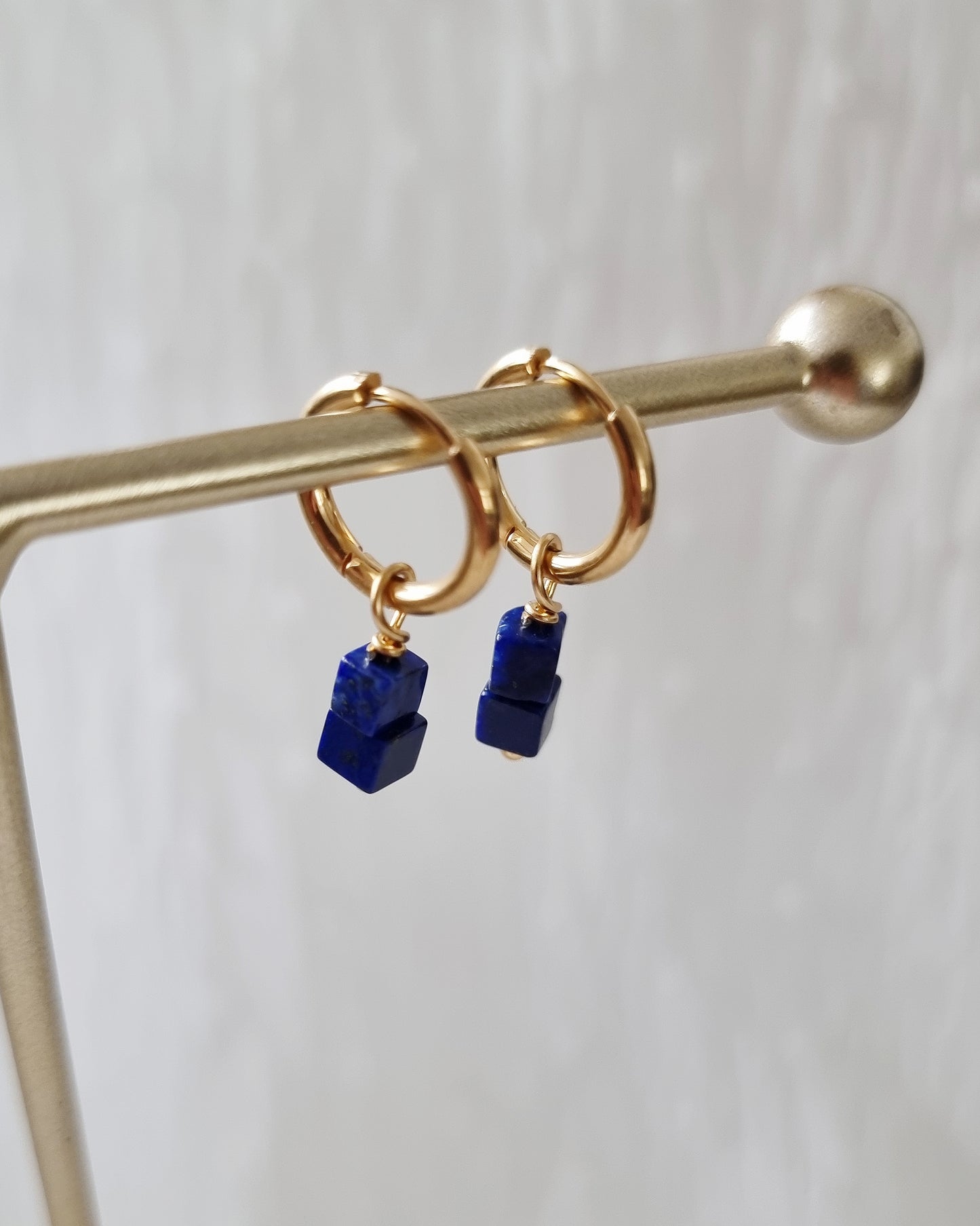 Gouden oorbellen met Lapis lazuli | Goud rvs