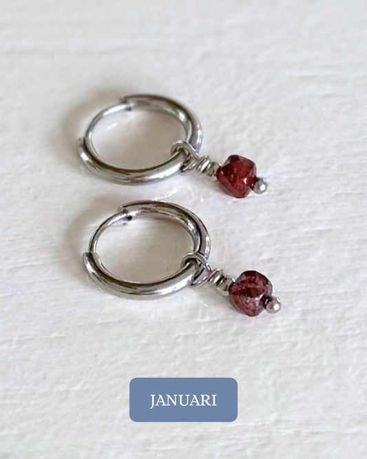 geboortesteen oorbellen januari zilver