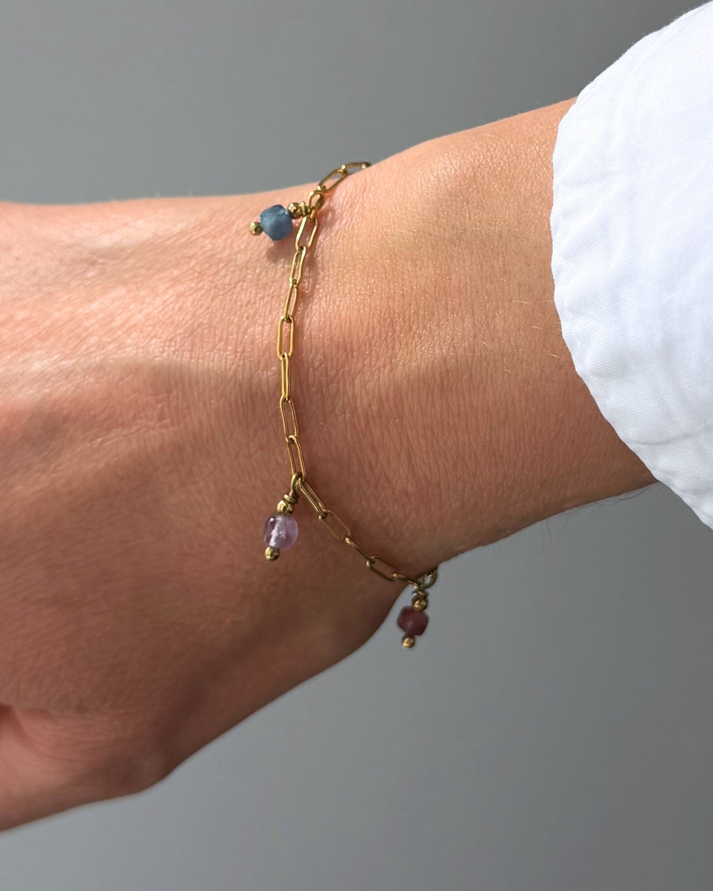 Gouden geboortesteen armband met 1, 2, 3, 4 of 5 birthstones Stainless steel