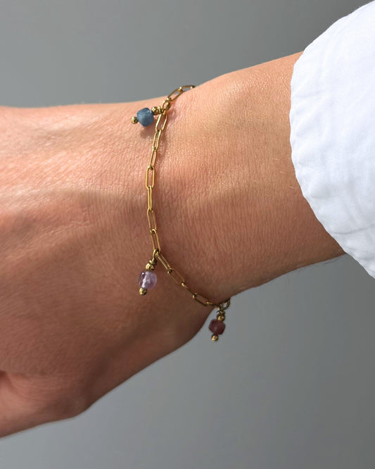 Gouden geboortesteen armband met 1, 2, 3, 4 of 5 birthstones Stainless steel