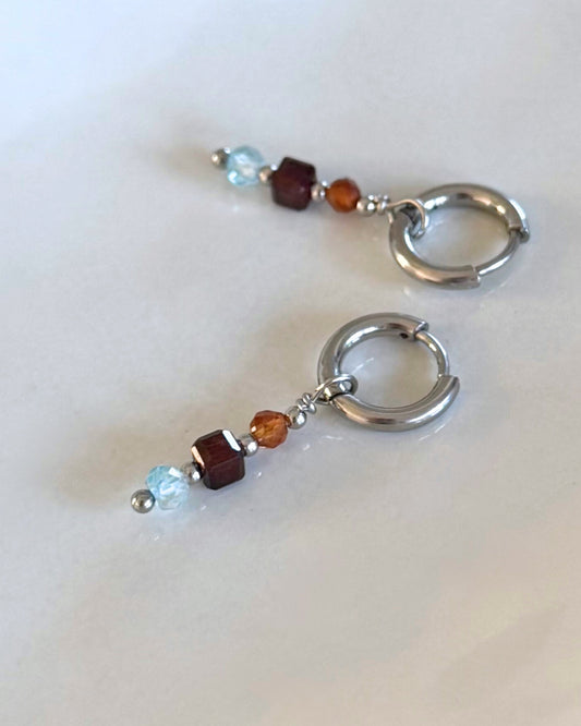 Edelsteen oorbellen | Zilver stainless steel