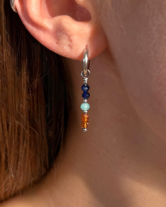 Zilveren oorbellen met kleurrijke hangers | zilver Stainless steel