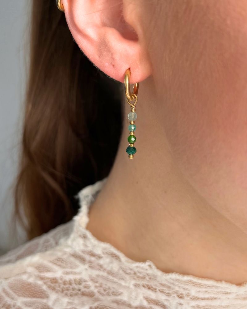 edelsteen oorbellen goud groen