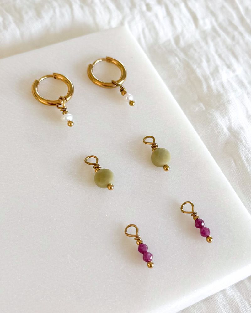gouden oorbellen mix match echte edelstenen parels