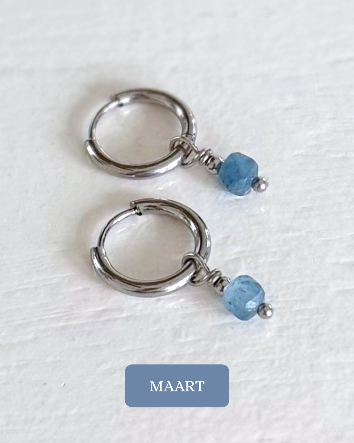geboortesteen oorbellen maart zilver