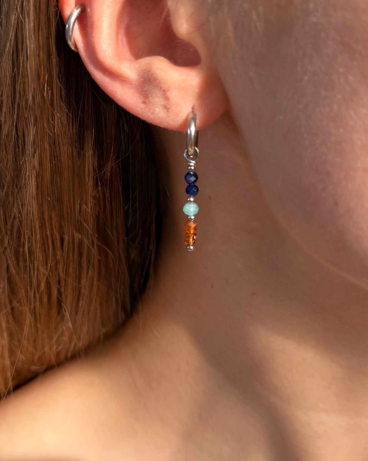 Sahara | Oorbellen met kleurrijke hangers | Zilver stainless steel