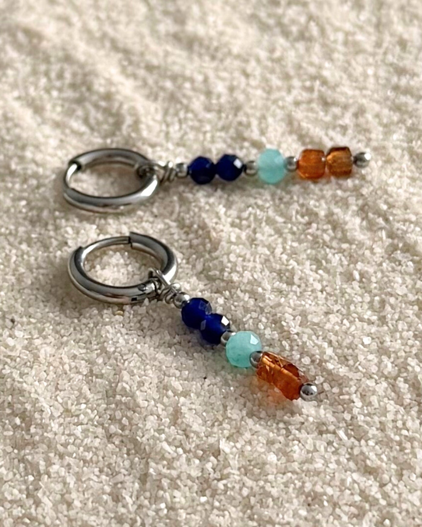 Sahara | Oorbellen met kleurrijke hangers | Zilver stainless steel