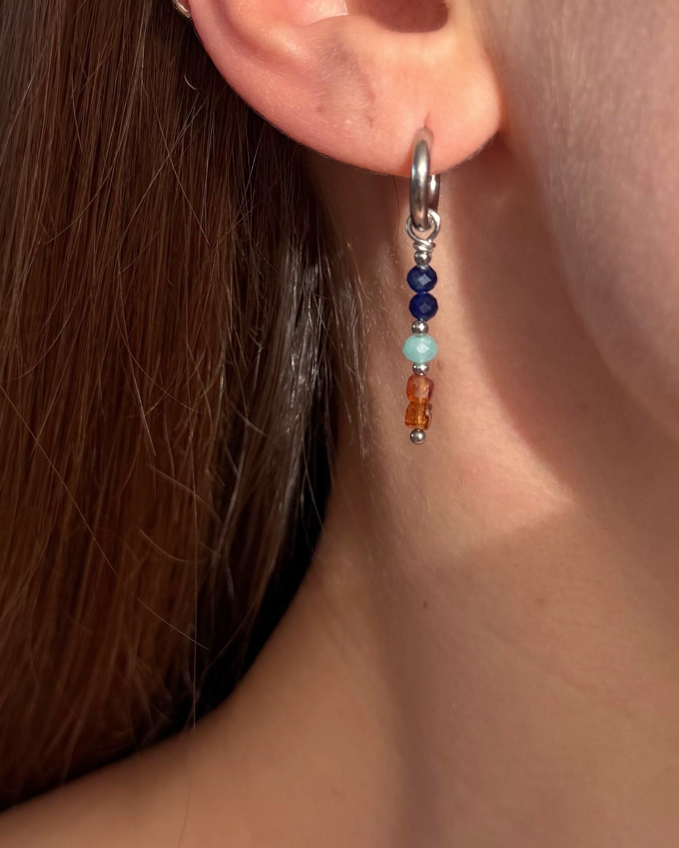 Sahara | Oorbellen met kleurrijke hangers | Zilver stainless steel