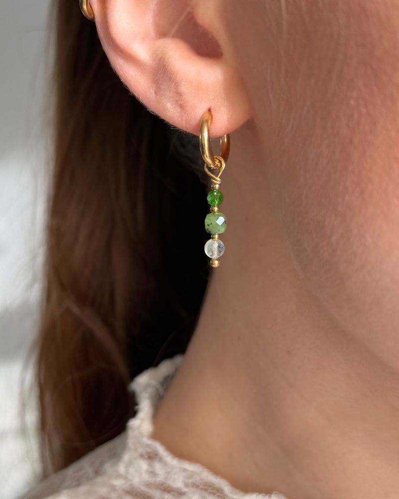 Willow | Oorbellen met groene edelstenen | Stainless steel