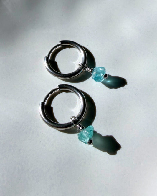 blauwe steen oorbellen zilver