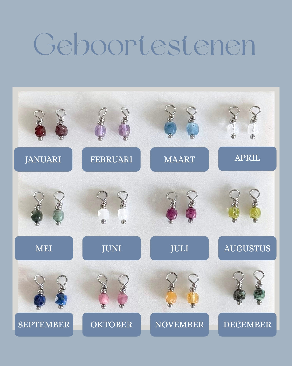 losse hangertjes voor oorbellen birthstones geboortestenen