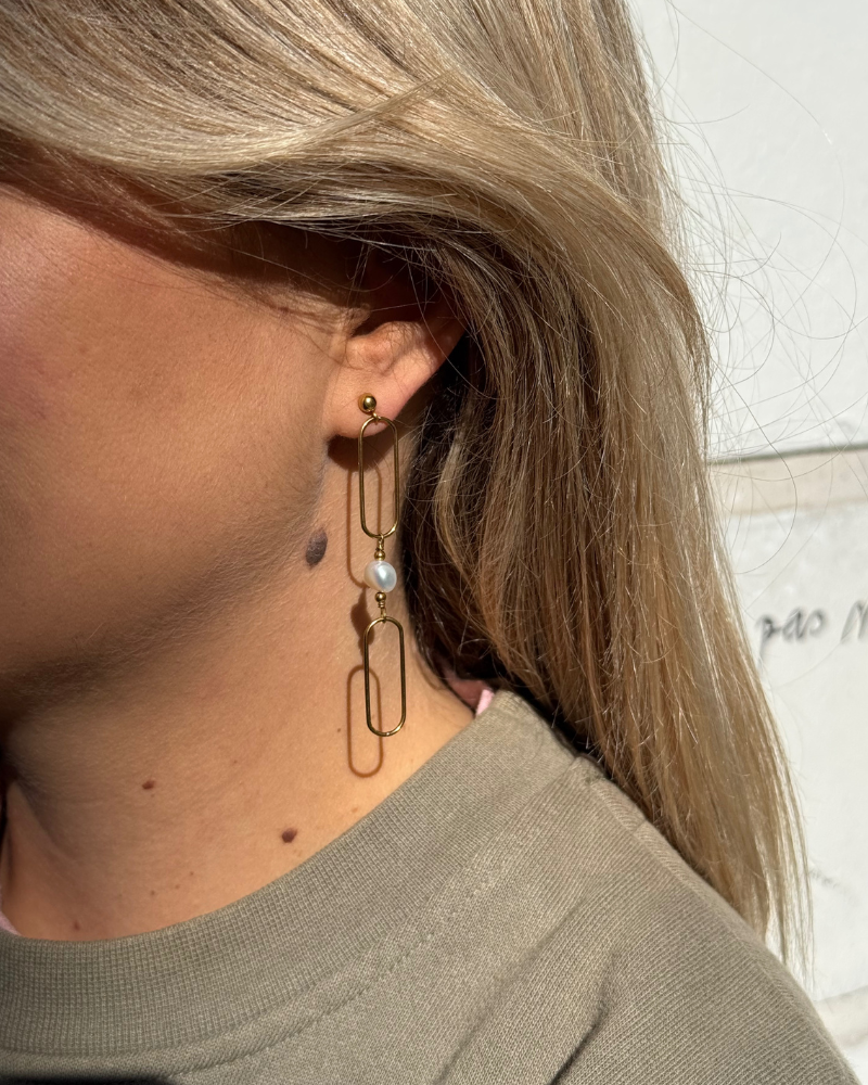 stainless steel oorbellen met parels