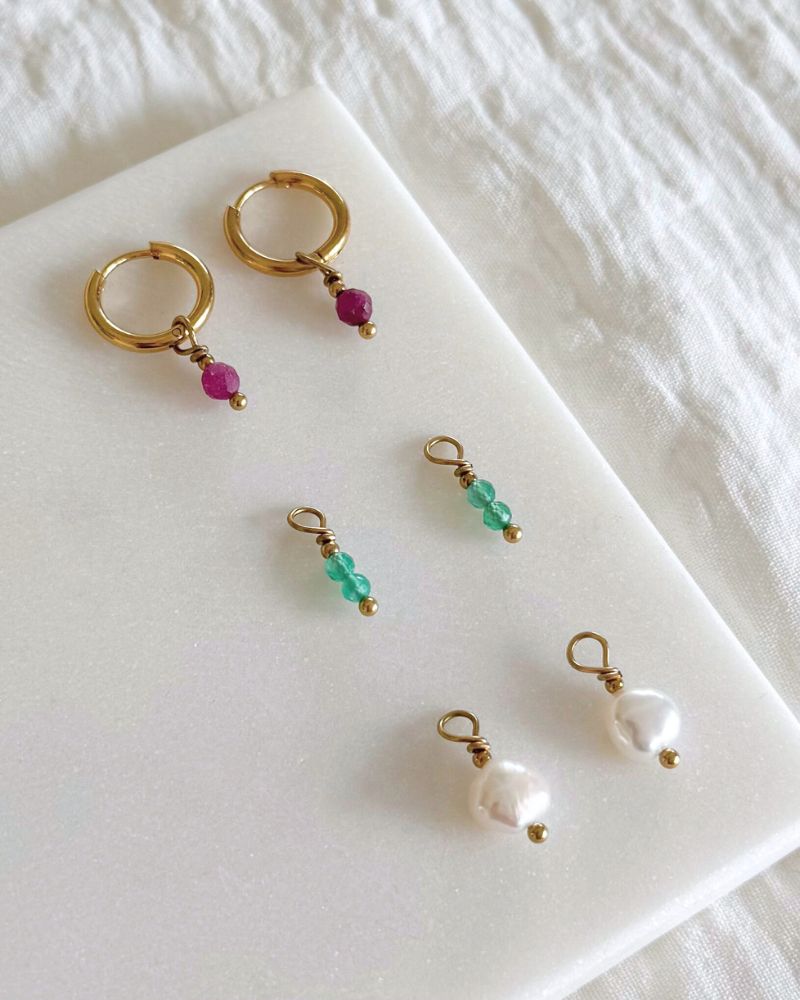 mix match oorringen set edelstenen parels
