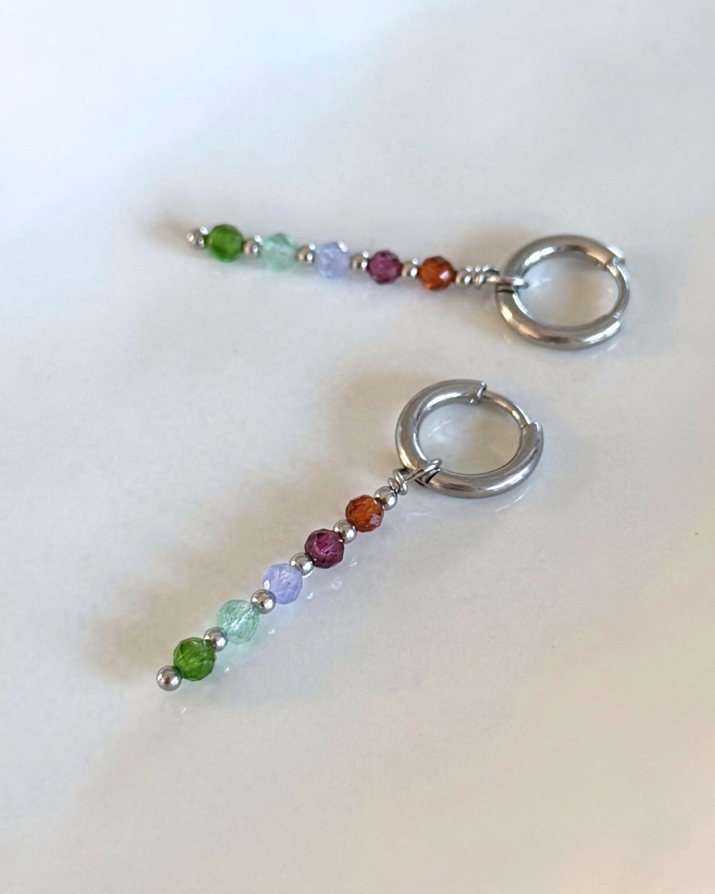 Regenboog oorbellen met edelstenen | Zilver stainless steel