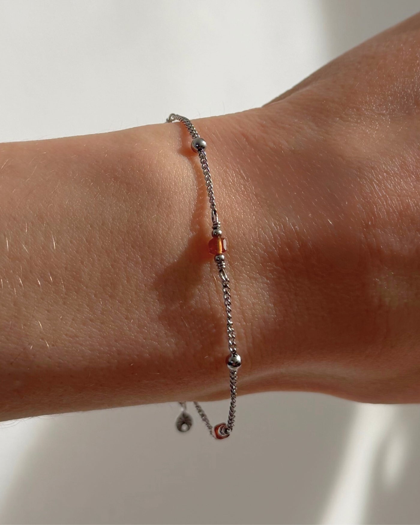 Armband met oranje Granaatsteen | Zilver stainless steel