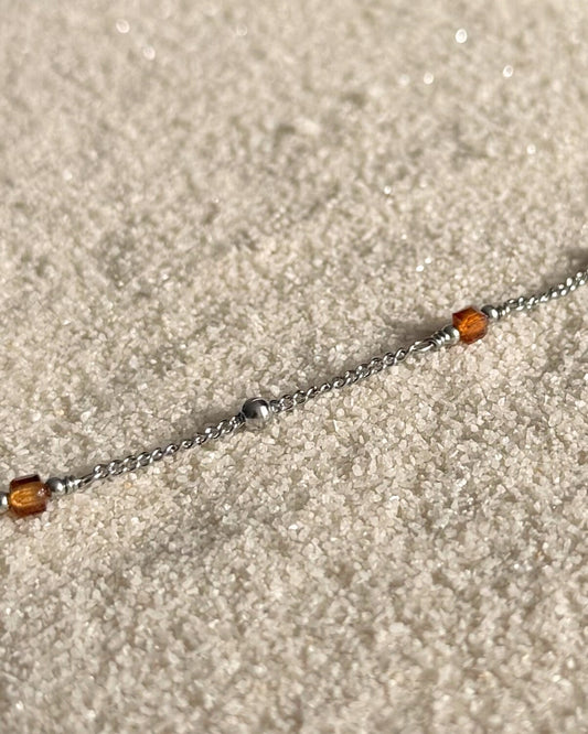 zilveren armband met oranje stenen