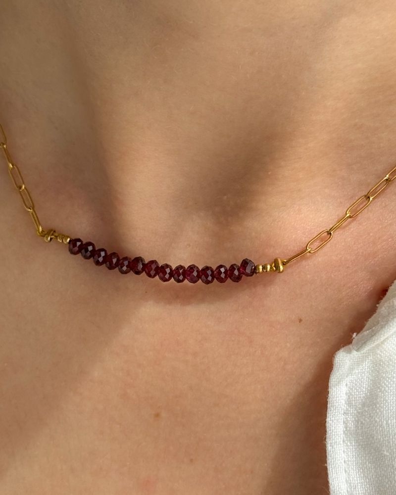 stainless steel ketting met edelstenen