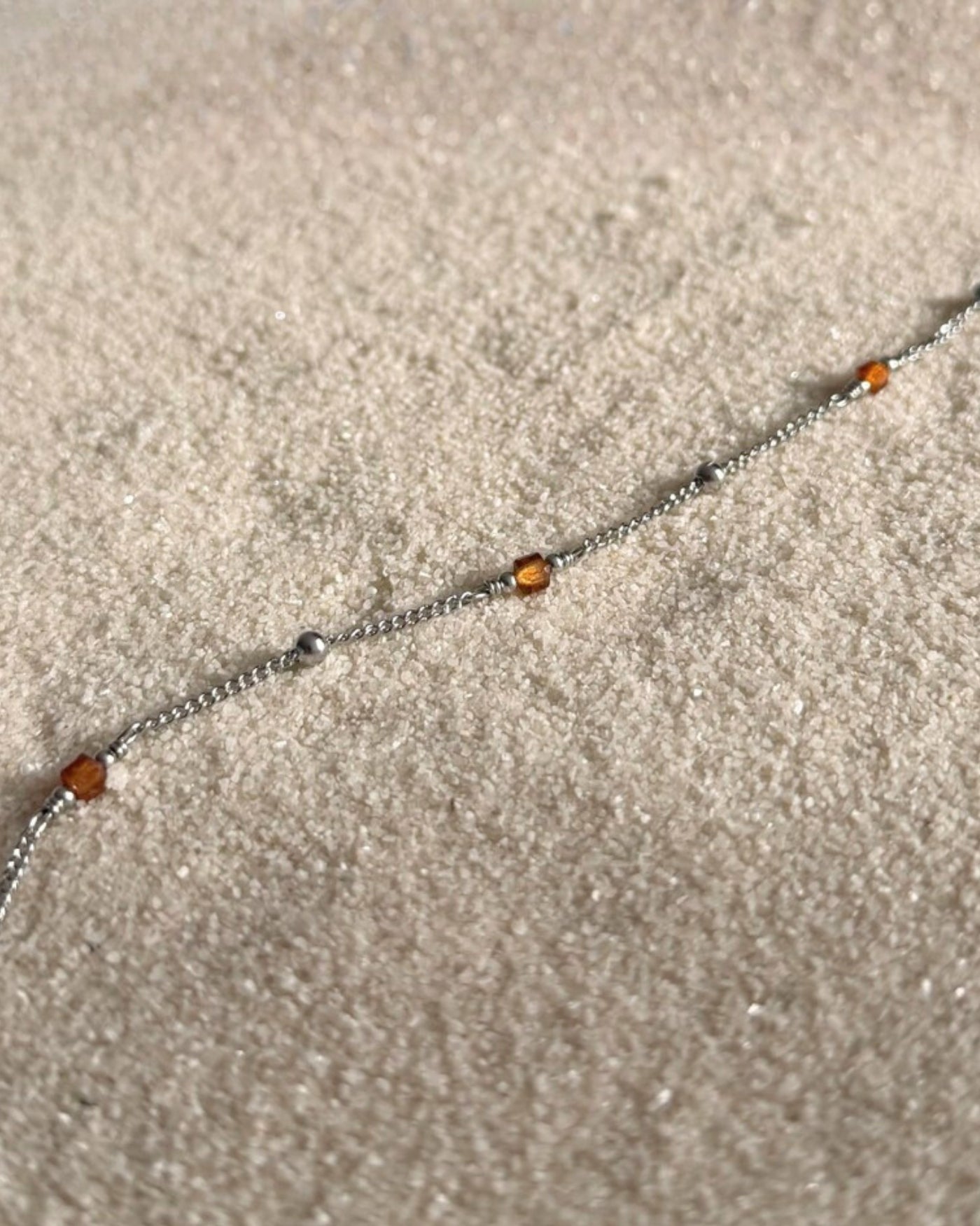Sahara | Armband met oranje Granaatsteen | Zilver stainless steel