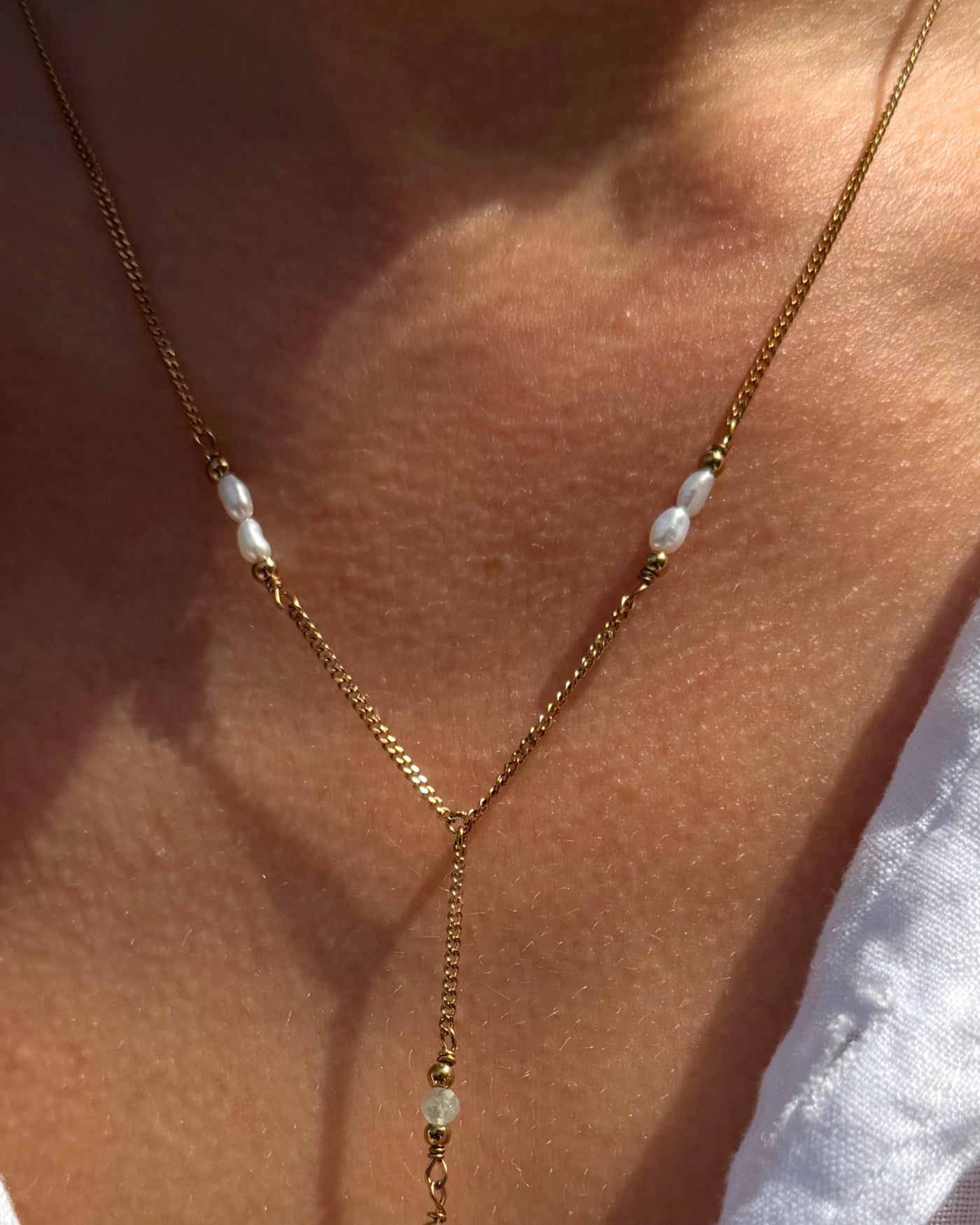 gouden ketting y vorm parels