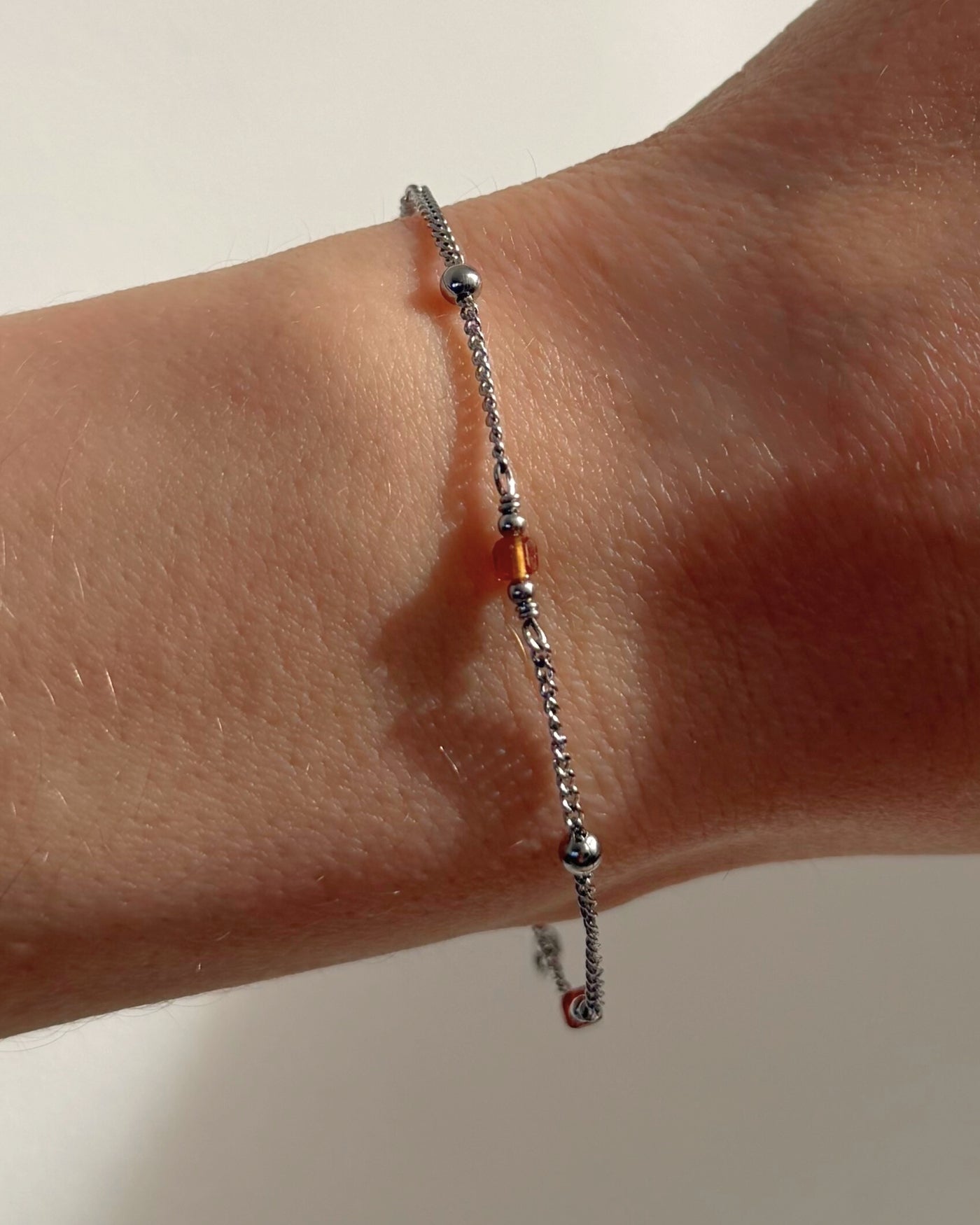 Sahara | Armband met oranje Granaatsteen | Zilver stainless steel