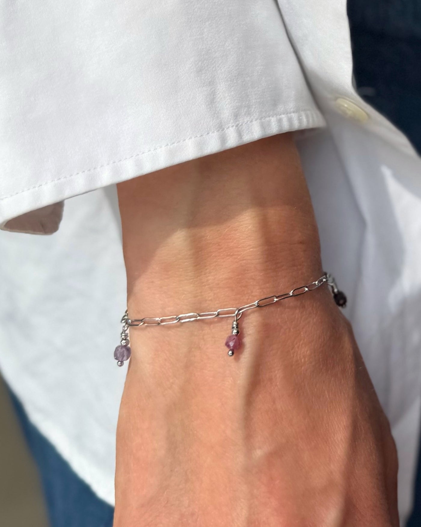 birthstone armband familie zilver