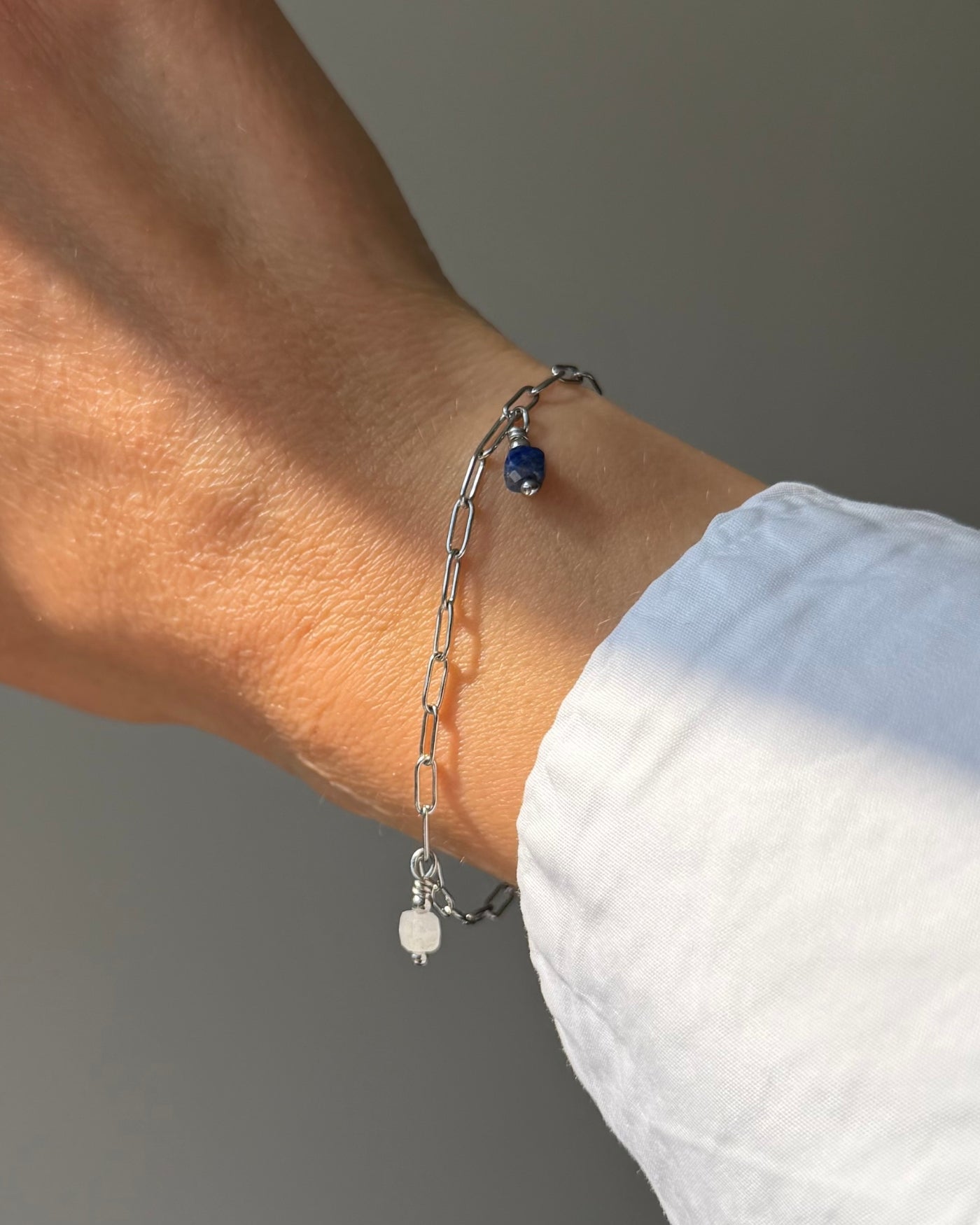 geboortesteen armband met 2 birthstones zilver