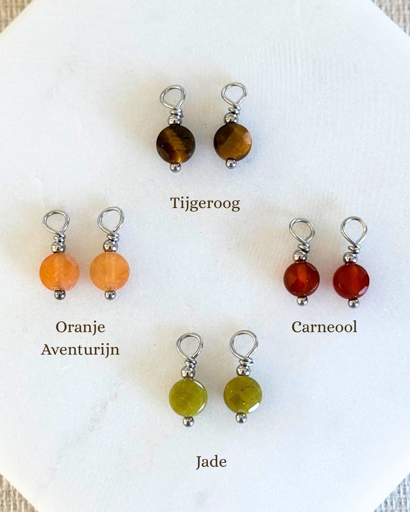 losse hangers oorbellen bruin oranje rood 