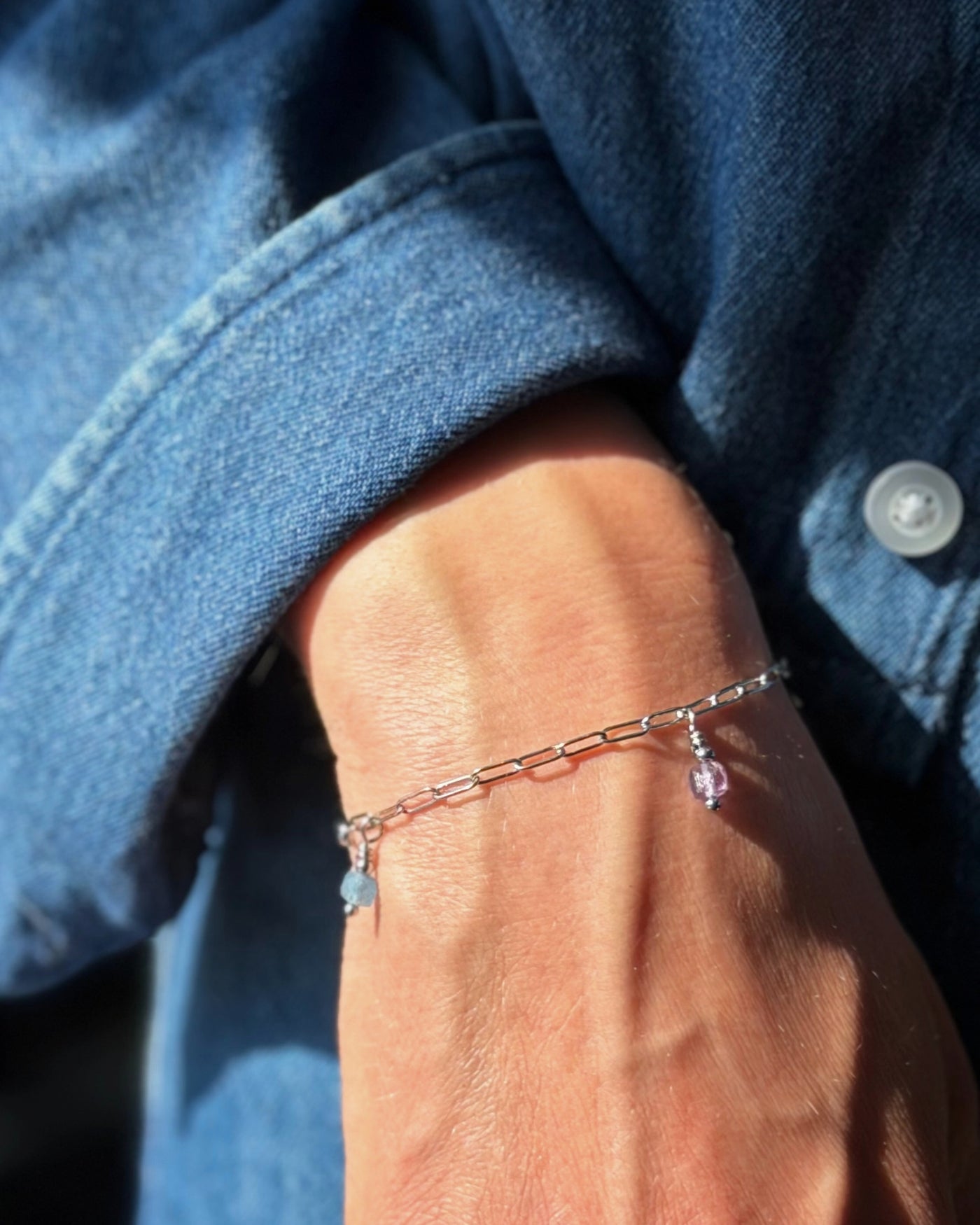 Geboortesteen armband met 1, 2, 3, 4 of 5 birthstones | Zilver stainless steel