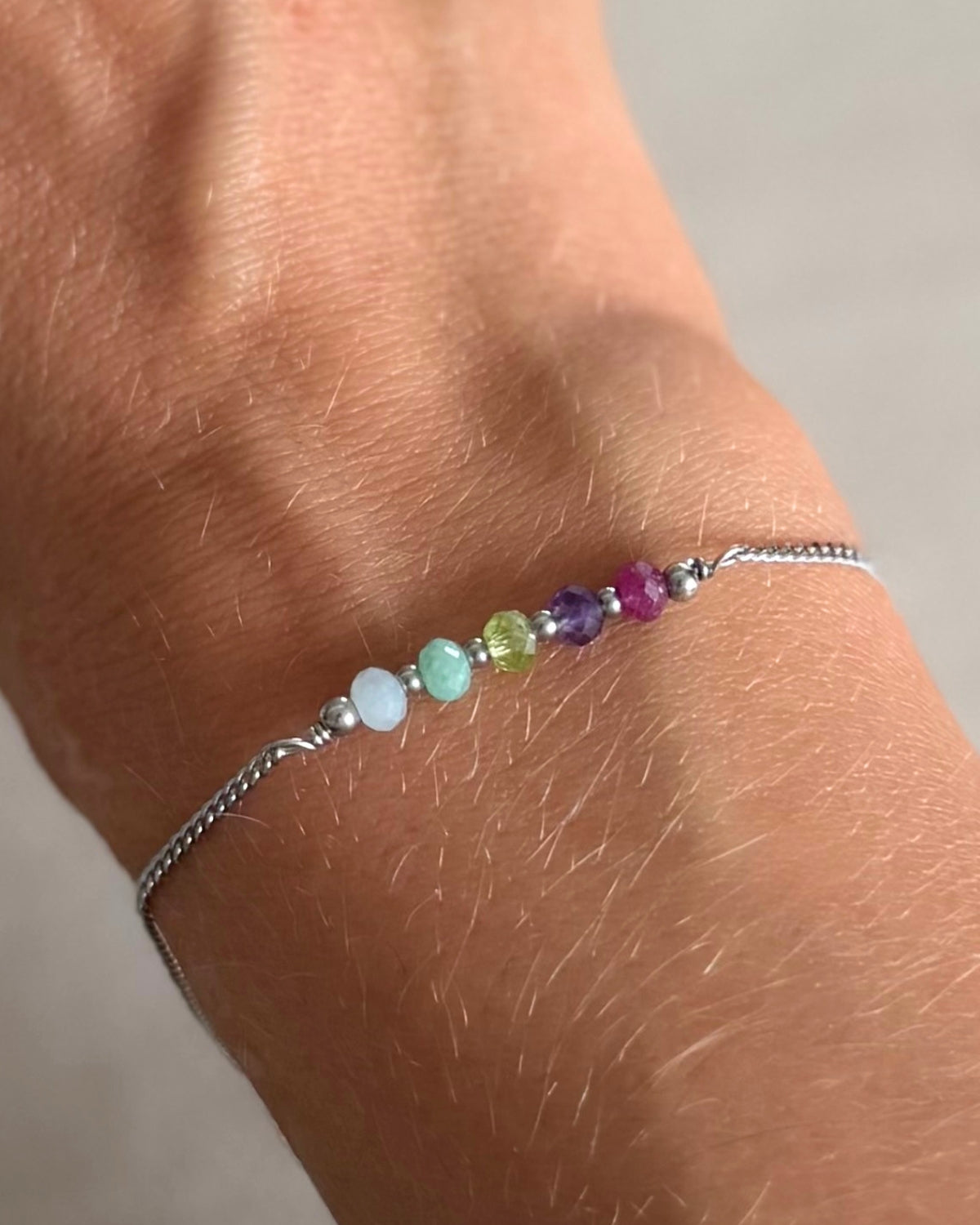 Armband met 5 geboortestenen zilver