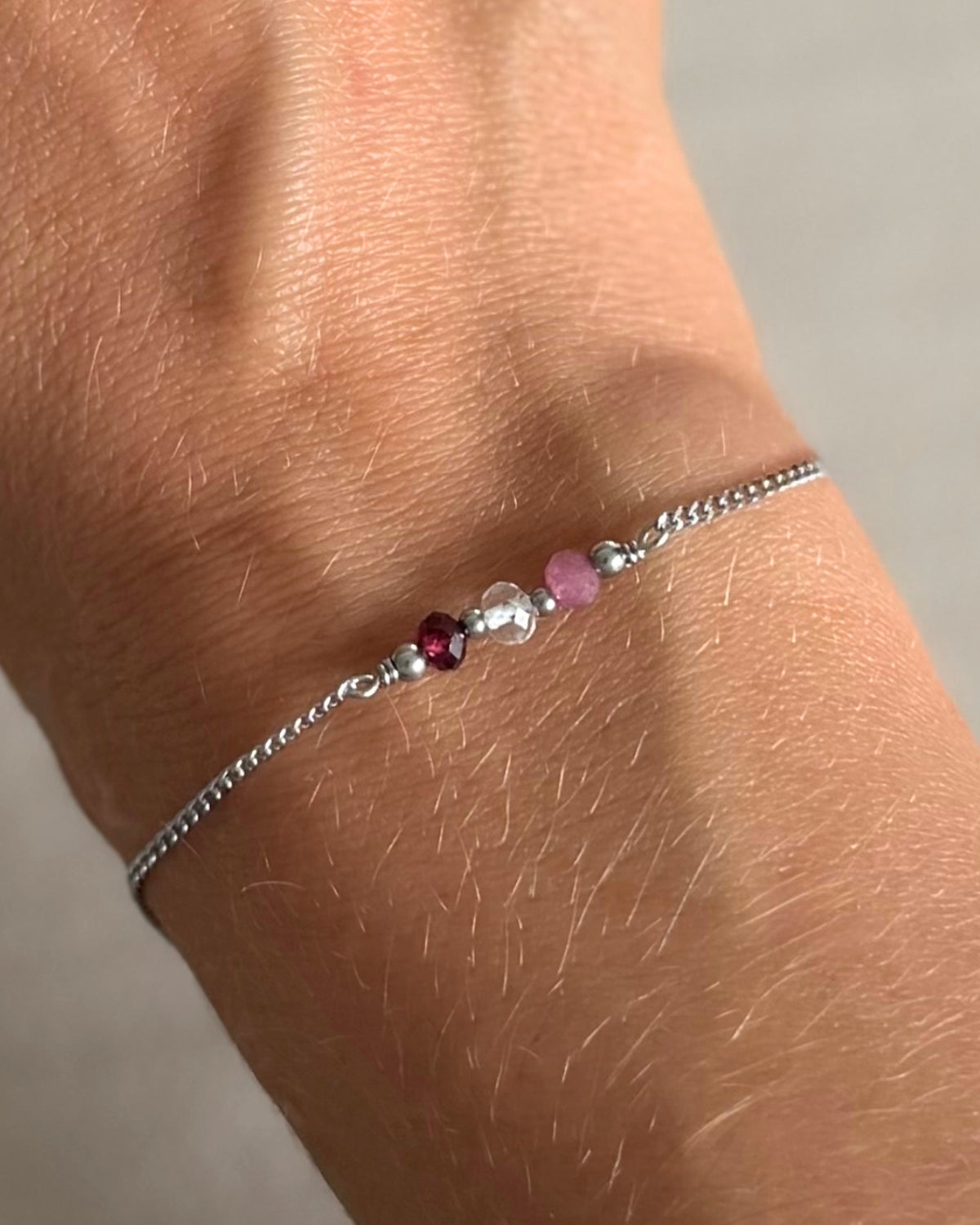 Armband met 3 geboortesteentjes zilver