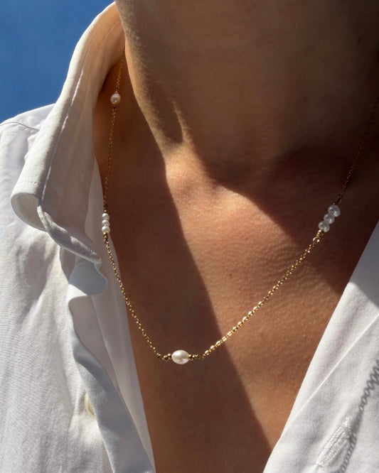 Ketting met kleine parels | Goud stainless steel