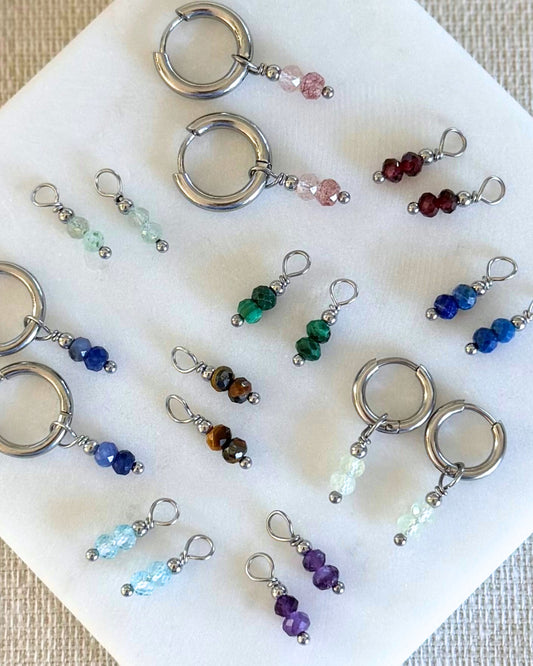 Losse hangers voor oorbellen | Zilver stainless steel & edelstenen