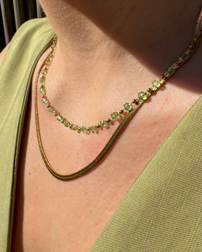 Gouden ketting stainless steel groen