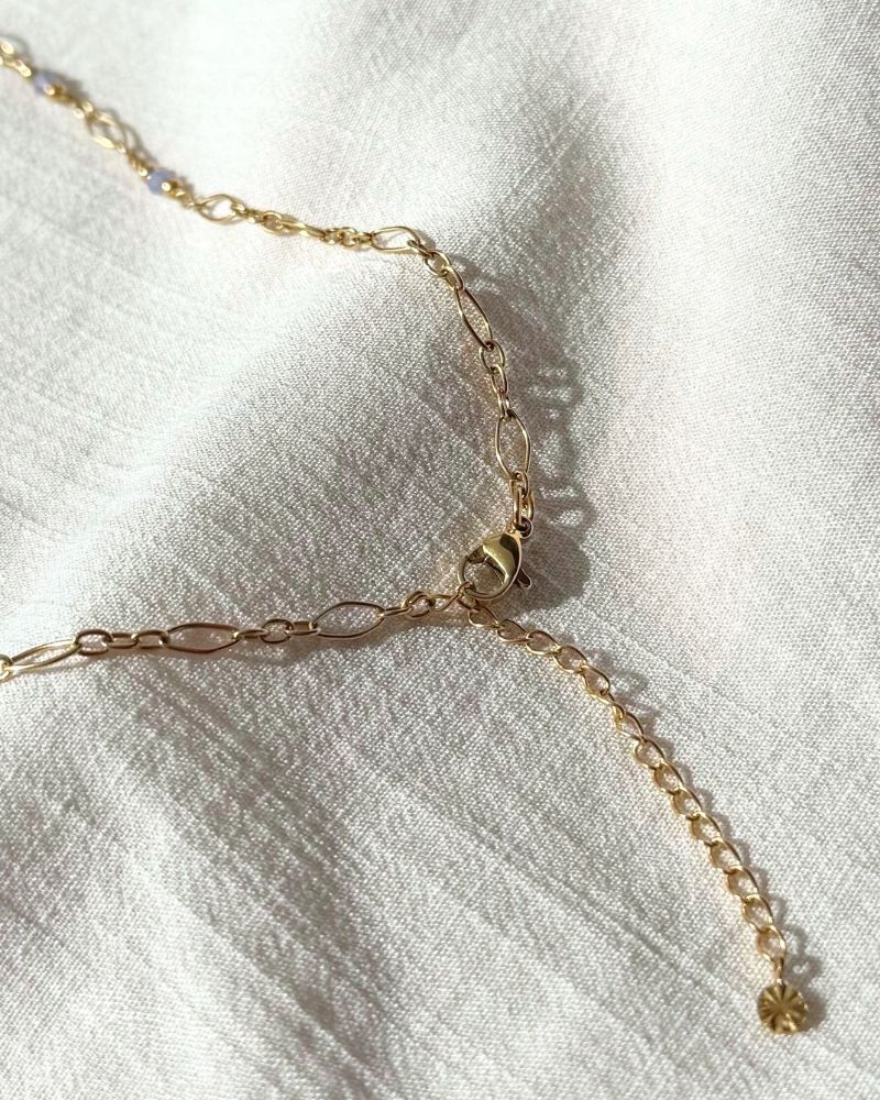 Maya | Tanzaniet ketting | Stainless steel choker met echte edelstenen