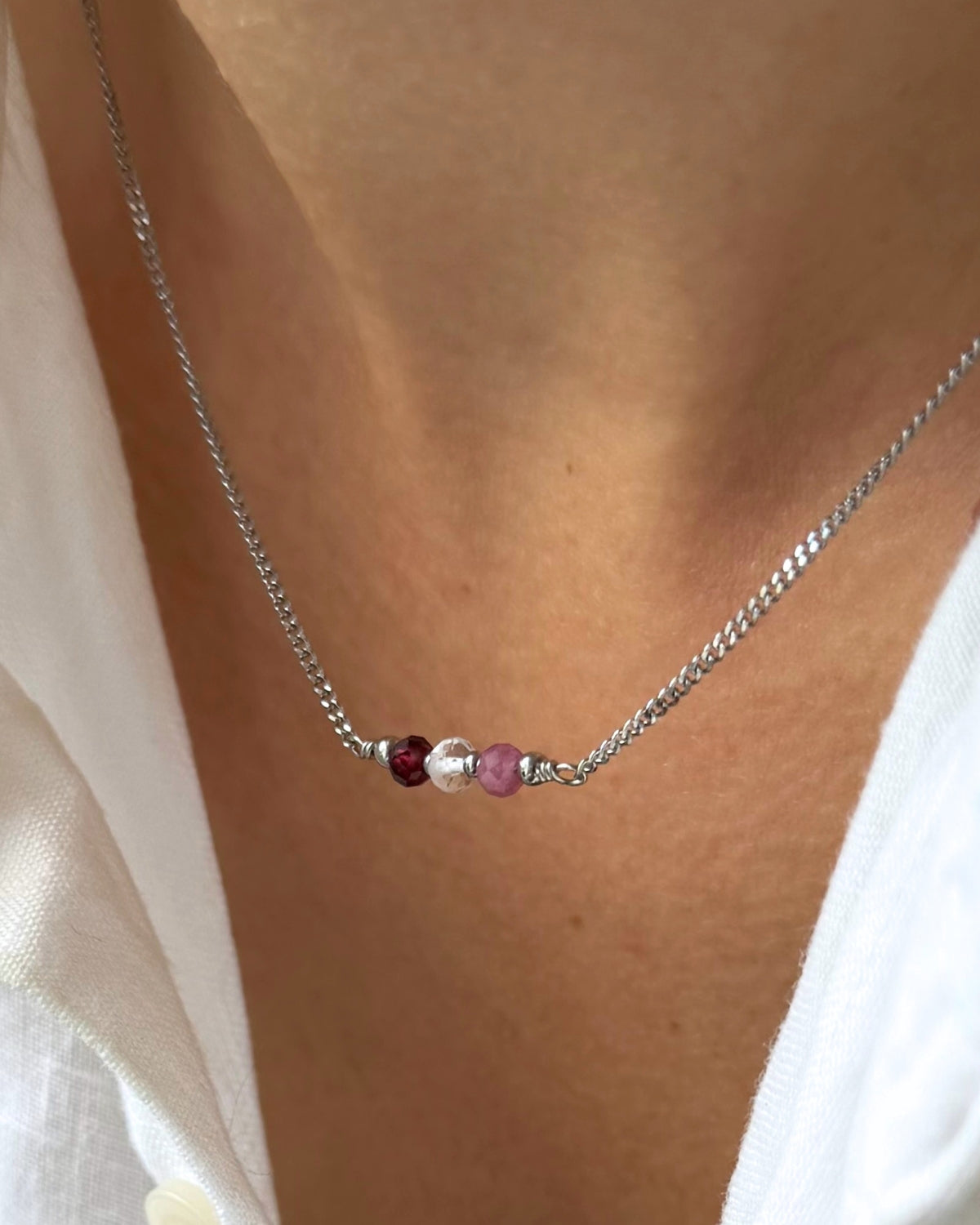 Ketting met geboortestenen | Tot 7 geboortesteentjes | Zilver