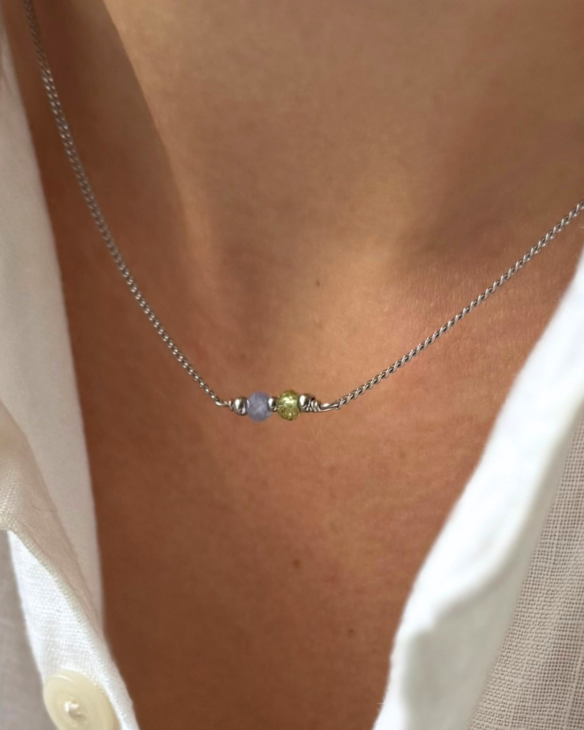 Ketting met geboortestenen | Tot 7 geboortesteentjes | Zilver