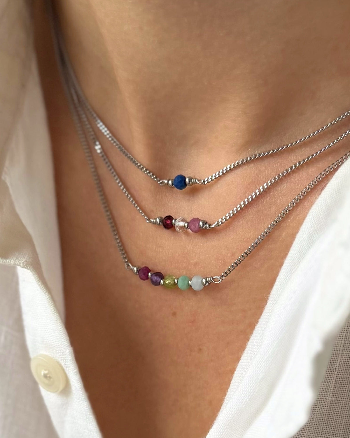 Ketting met geboortestenen | Tot 7 geboortesteentjes | Zilver