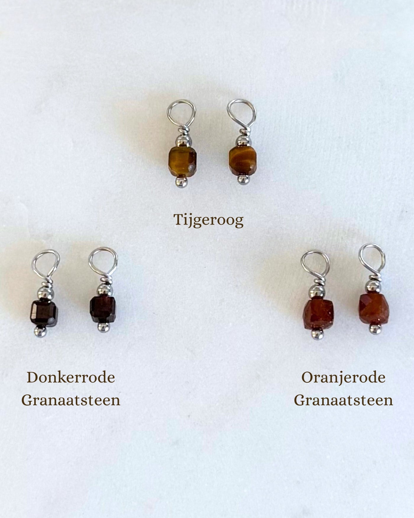 losse hangers voor oorbellen tijgeroog granaatsteen granaat