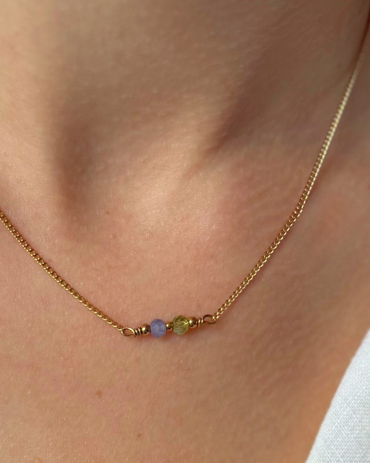 ketting met 2 geboortestenen goud