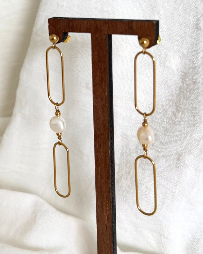 gouden statement oorbellen met parels