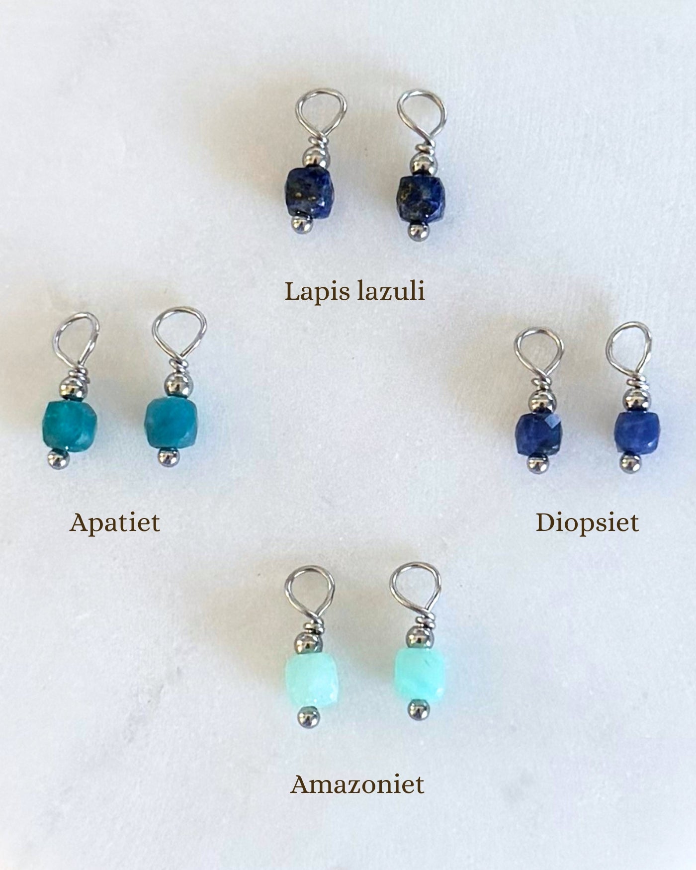 losse oorbel hangers blauwe steen lapis lazuli