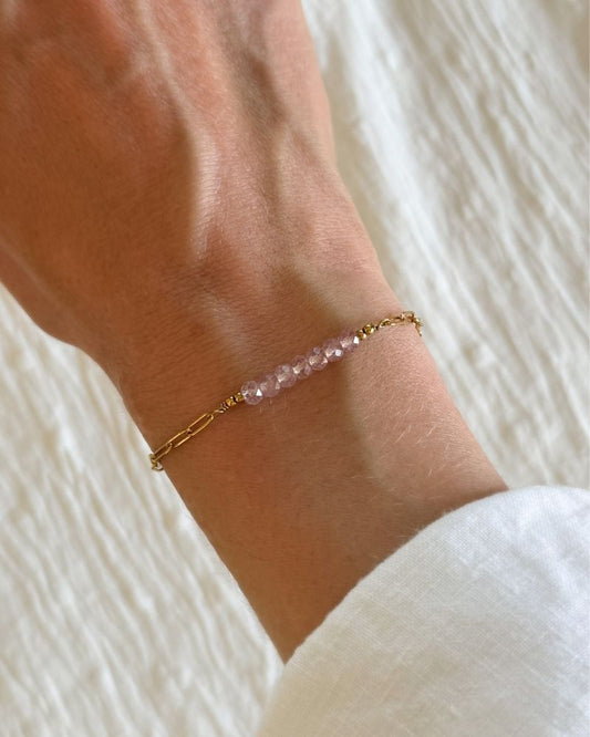 Roze Kwarts armband goud