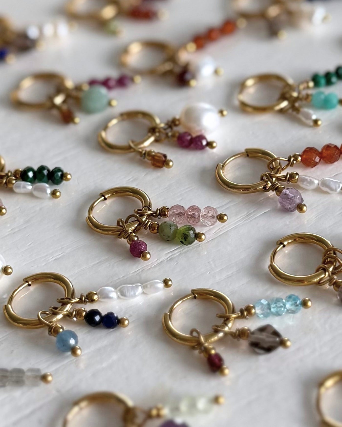 goud stainless steel oorbellen mix match zelf samenstellen edelstenen parels