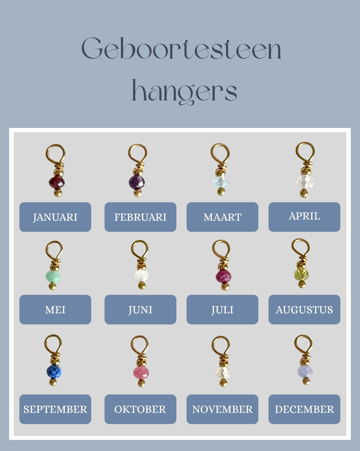 geboortesteen hangers voor gouden ketting