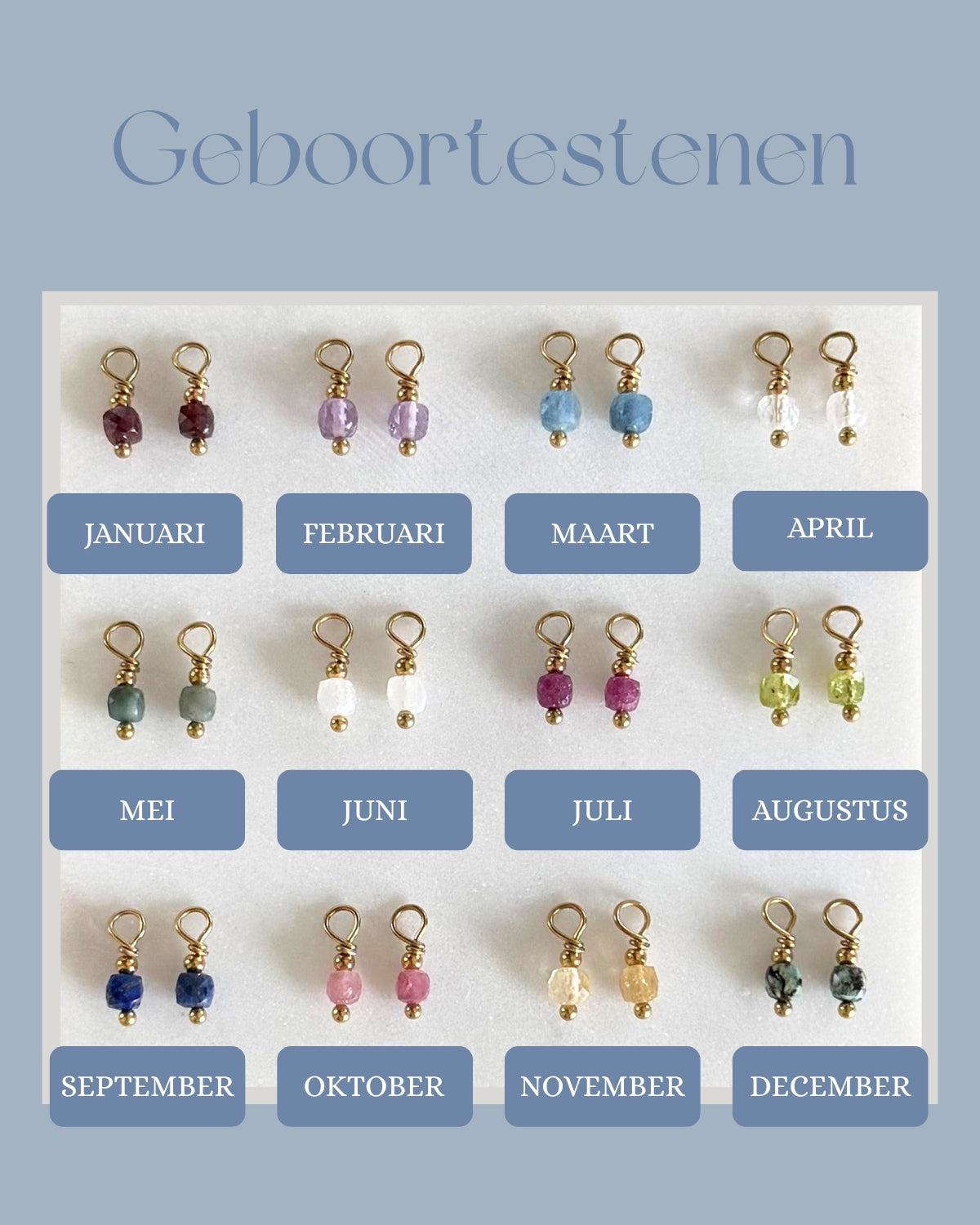 losse hangertjes voor oorbellen met geboortestenen goud