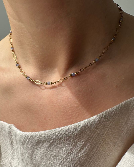 Tanzaniet ketting Goud stainless steel 