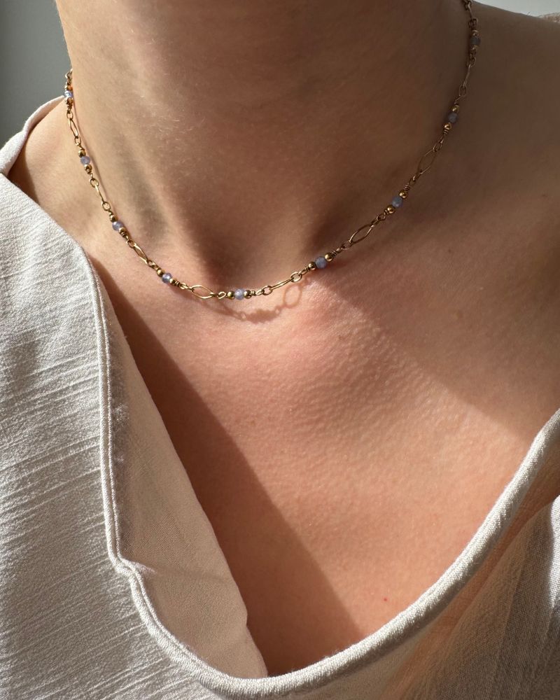 gouden tanzaniet ketting
